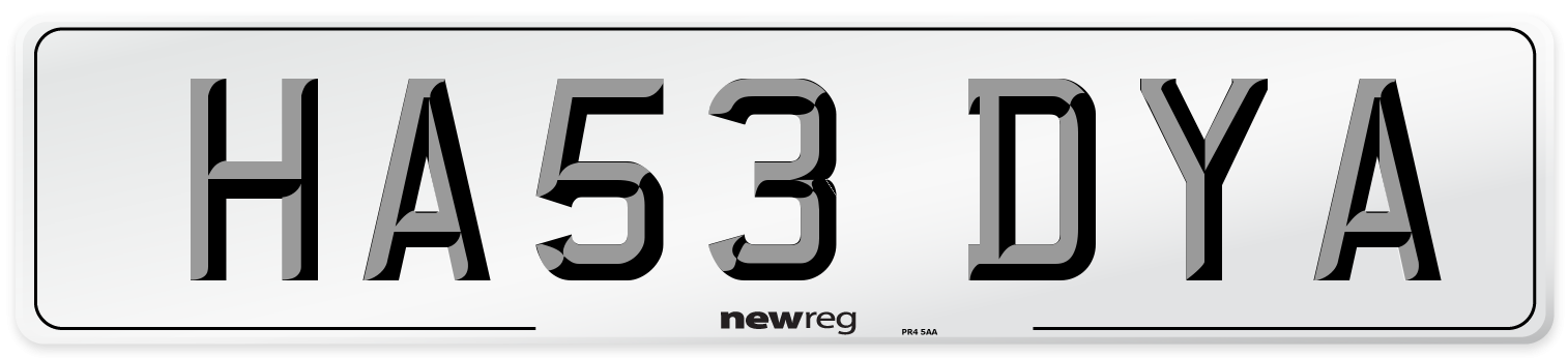 HA53 DYA Number Plate from New Reg